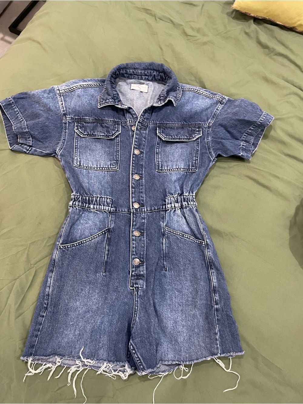 We The Free Oversized relaxed fit denim cutoffs romper/Free People/SMALL/NWOT